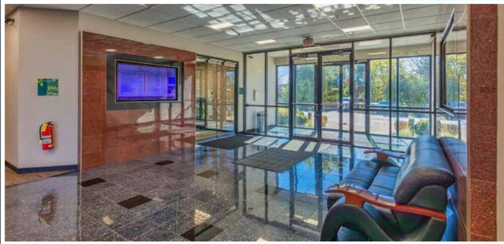 Modern lobby with reception desk